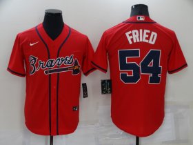 Wholesale Cheap Men\'s Atlanta Braves #54 Max Fried Red Stitched MLB Cool Base Nike Jersey