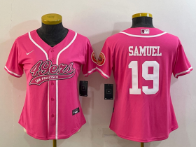 Wholesale Cheap Women\'s San Francisco 49ers #19 Deebo Samuel Pink With Patch Cool Base Stitched Baseball Jersey