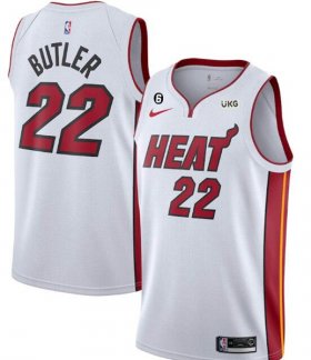 Wholesale Cheap Men\'s Miami Heat #22 Jimmy Butler White With NO.6 Patch Stitched Jersey