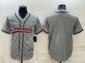 Wholesale Cheap Men\'s Arizona Cardinals Blank Grey With Patch Cool Base Stitched Baseball Jersey