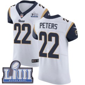 Wholesale Cheap Nike Rams #22 Marcus Peters White Super Bowl LIII Bound Men\'s Stitched NFL Vapor Untouchable Elite Jersey