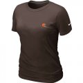 Wholesale Cheap Women's Nike Cleveland Browns Chest Embroidered Logo T-Shirt Brown