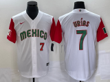 Wholesale Cheap Men's Mexico Baseball #7 Julio Urias Number 2023 White Red World Classic Stitched Jersey 51