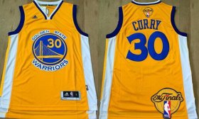 Wholesale Cheap Men\'s Golden State Warriors #30 Stephen Curry Yellow 2017 The NBA Finals Patch Jersey