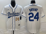 Wholesale Cheap Men's Los Angeles Dodgers #24 Kobe Bryant Number White With Patch Cool Base Stitched Baseball Jersey