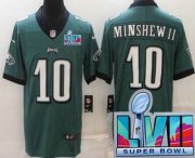 Cheap Men's Philadelphia Eagles #10 Gardner Minshew II Limited Green Super Bowl LVII Vapor Jersey
