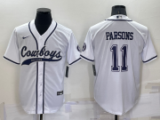 Wholesale Men's Dallas Cowboys #11 Micah Parsons White Stitched Cool Base Nike Baseball Jersey