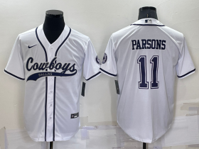 Wholesale Men\'s Dallas Cowboys #11 Micah Parsons White Stitched Cool Base Nike Baseball Jersey