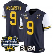 Cheap Men's Michigan Wolverines #9 J.J. McCarthy Navy White 2024 F.U.S.E. With 2023 National Champions Patch Stitched Jersey