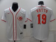 Wholesale Cheap Men's Cincinnati Reds #19 Joey Votto White Stitched MLB Cool Base Nike Jersey