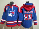 Wholesale Cheap Men's New York Rangers #93 Mika Zibanejad Blue Ageless Must Have Lace Up Pullover Hoodie