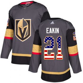 Wholesale Cheap Adidas Golden Knights #21 Cody Eakin Grey Home Authentic USA Flag Stitched NHL Jersey
