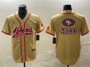 Cheap Men's San Francisco 49ers Gold Team Big Logo With Patch Cool Base Stitched Baseball Jersey