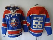 Wholesale Cheap Islanders #55 Johnny Boychuk Baby Blue Sawyer Hooded Sweatshirt Stitched NHL Jersey