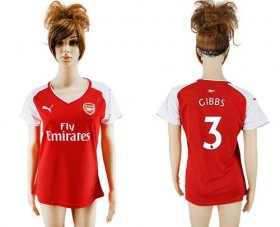 Wholesale Cheap Women\'s Arsenal #3 Gibbs Home Soccer Club Jersey