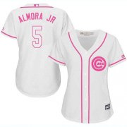 Wholesale Cheap Cubs #5 Albert Almora Jr. White/Pink Fashion Women's Stitched MLB Jersey