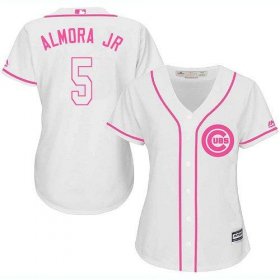Wholesale Cheap Cubs #5 Albert Almora Jr. White/Pink Fashion Women\'s Stitched MLB Jersey