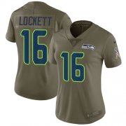 Wholesale Cheap Nike Seahawks #16 Tyler Lockett Olive Women's Stitched NFL Limited 2017 Salute to Service Jersey