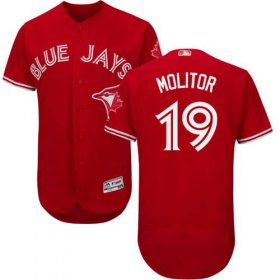Wholesale Cheap Blue Jays #19 Paul Molitor Red Flexbase Authentic Collection Canada Day Stitched MLB Jersey