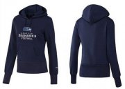 Wholesale Cheap Women's Seattle Seahawks Authentic Logo Pullover Hoodie Blue