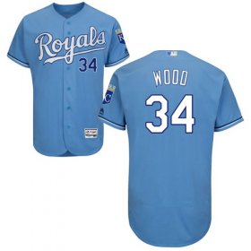 Wholesale Cheap Royals #34 Travis Wood Light Blue Flexbase Authentic Collection Stitched MLB Jersey