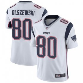 Wholesale Cheap Men\'s New England Patriots #80 Gunner Olszewski Limited White Vapor Untouchable Jersey