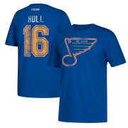 Wholesale Cheap St. Louis Blues #16 Brett Hull CCM Retired Player Name & Number T-Shirt Royal