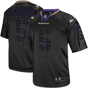 Wholesale Cheap Nike Ravens #5 Joe Flacco New Lights Out Black Men\'s Stitched NFL Elite Jersey