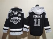 Cheap Men's Los Angeles Kings #11 Anze Kopitar Black Ageless Must-Have Lace-Up Pullover Hoodie