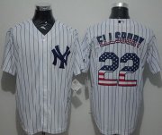 Wholesale Cheap Yankees #22 Jacoby Ellsbury White Strip USA Flag Fashion Stitched MLB Jersey