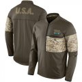 Wholesale Cheap Men's Carolina Panthers Nike Olive Salute to Service Sideline Hybrid Half-Zip Pullover Jacket