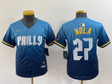 Cheap Youth Philadelphia Phillies #27 Aaron Nola Blue 2024 City Connect Limited Stitched Jersey
