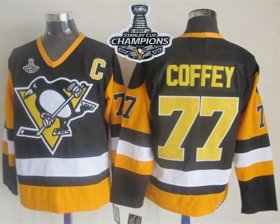 Wholesale Cheap Penguins #77 Paul Coffey Black CCM Throwback 2017 Stanley Cup Finals Champions Stitched NHL Jersey