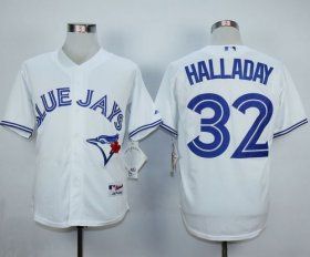 Wholesale Cheap Blue Jays #32 Roy Halladay White Cool Base Stitched MLB Jersey