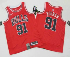 Wholesale Cheap Men\'s Chicago Bulls #91 Dennis Rodman Red 2019 Nike Swingman Printed NBA Jersey
