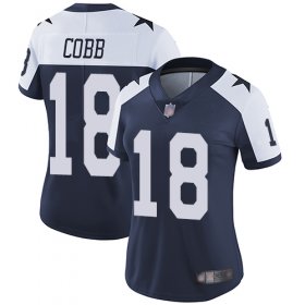 Wholesale Cheap Nike Cowboys #18 Randall Cobb Navy Blue Thanksgiving Women\'s Stitched NFL Vapor Untouchable Limited Throwback Jersey