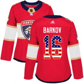 Wholesale Cheap Adidas Panthers #16 Aleksander Barkov Red Home Authentic USA Flag Women\'s Stitched NHL Jersey