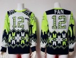 Wholesale Cheap Nike Seahawks #12 Fan White Men's Ugly Sweater