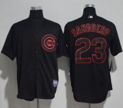Wholesale Cheap Cubs #23 Ryne Sandberg Black Strip Stitched MLB Jersey