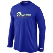 Wholesale Cheap Nike Miami Dolphins Authentic Font Long Sleeve T-Shirt Blue
