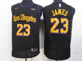 Wholesale Cheap Los Angeles Lakers #23 LeBron James Black 2020 Latin Nights NBA Swingman Jersey