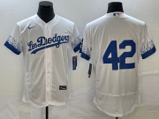 Wholesale Cheap Men's Los Angeles Dodgers #42 Jackie Robinson White City Connect Flex Base Stitched Baseball Jersey