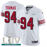 Wholesale Cheap Nike 49ers #94 Solomon Thomas White Super Bowl LIV 2020 Rush Men's Stitched NFL Vapor Untouchable Limited Jersey