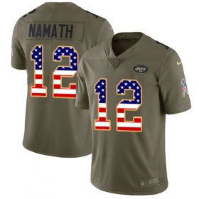 Wholesale Cheap Nike Jets #12 Joe Namath Olive/USA Flag Men\'s Stitched NFL Limited 2017 Salute To Service Jersey
