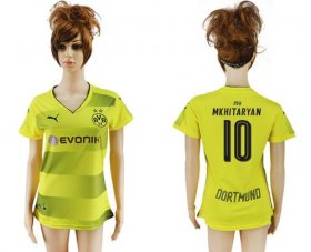 Wholesale Cheap Women\'s Dortmund #10 Mkhitaryan Home Soccer Club Jersey