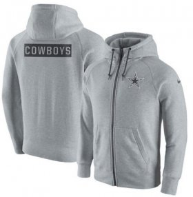 Wholesale Cheap Men\'s Dallas Cowboys Nike Ash Gridiron Gray 2.0 Full-Zip Hoodie