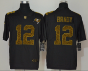 Wholesale Cheap Men's Tampa Bay Buccaneers #12 Tom Brady Black 2020 Nike Flocked Leopard Print Vapor Limited NFL Jersey
