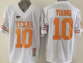 Wholesale Cheap Men\'s Texas Longhorns #10 Vince Young Burnt White Throwback NCAA Football Jersey
