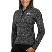 Wholesale Cheap Edmonton Oilers Antigua Women's Fortune 1/2-Zip Pullover Sweater Charcoal
