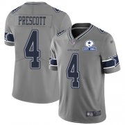 Wholesale Cheap Nike Cowboys #4 Dak Prescott Gray Men's Stitched With Established In 1960 Patch NFL Limited Inverted Legend Jersey